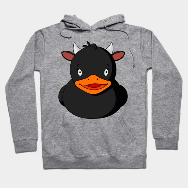 Black Bull Rubber Duck Hoodie by Alisha Ober Designs